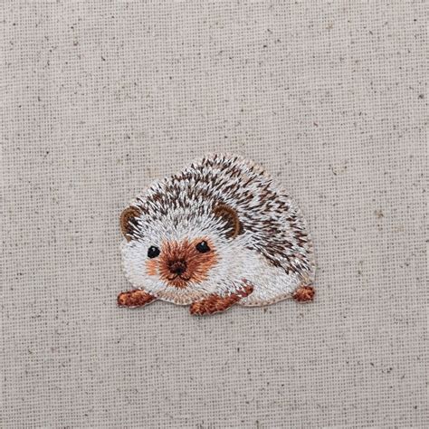 Hedgehog Natural Embroidered Patch Iron On Applique Etsy Hand