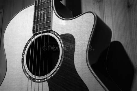 Acoustic Guitar In Grayscale Photo Picture Image 82991139