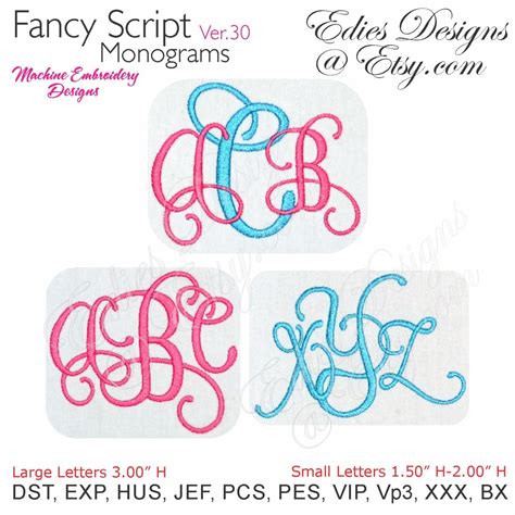 Fancy Script Monograms Monogram Fonts Machine Embroidery By