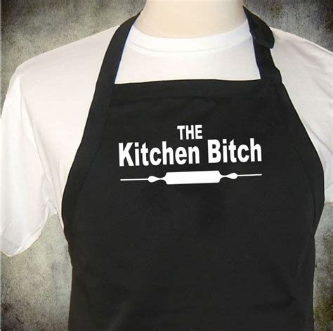 The Kitchen Bitch Black Full Length Poly Cotton Apron Etsy