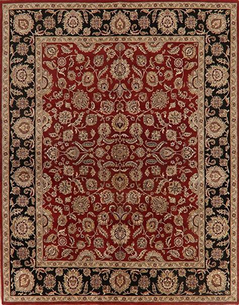 Floral Redblack All Over Agra Indian Hand Knotted Area