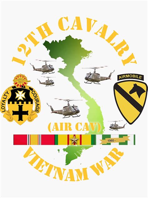 12th Cavalry Air Cav Vietnam War Veteran Sticker For Sale By Msikdar