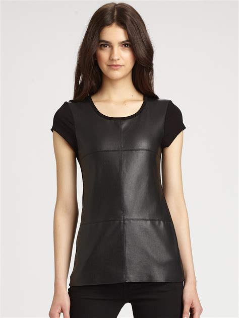 Top ❤ liked on polyvore (see more faux leather tanks). Bailey 44 Play Faux Leather Top in Black - Lyst