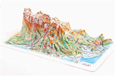 China Raised Relief Map, 6 X 4 - Etsy