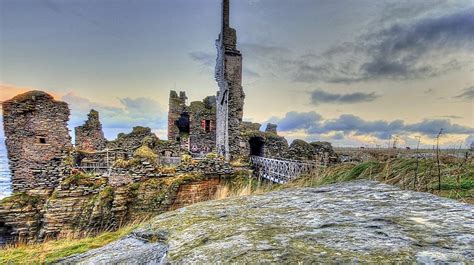 The Ruins Of Sinclair Castle On The Coast Of Caithness Mclean Scotland