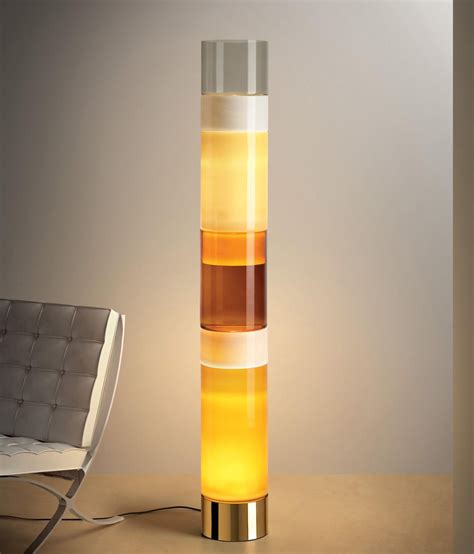 Floor Lamp Composed Of Individual Blown Glass Cylinders In Distinct Color Combinations And Sizes