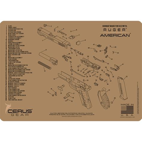 Ruger American Pistol Schematic Gun Cleaning Mat Cerus Gear