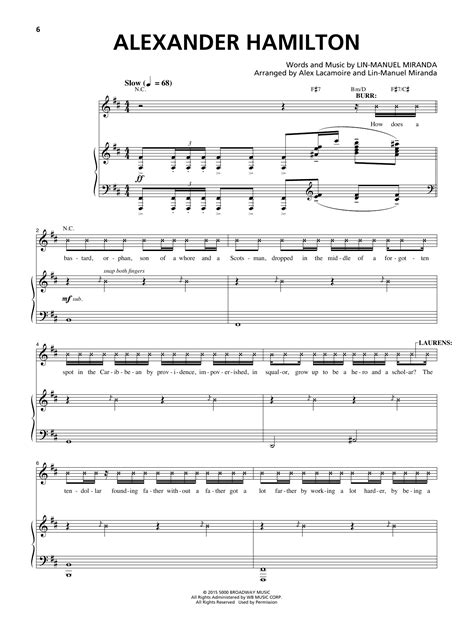 Alexander Hamilton sheet music by Lin-Manuel Miranda (Piano & Vocal