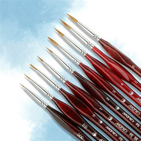 9x Miniature Paint Brush Set Professional Sable Hair Fine Detail Art