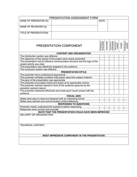 Presentation Assessment Form In Word And Pdf Formats