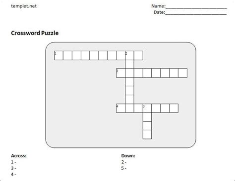 Write the word from this unit that fits each across and down clue. 15+ Blank Crossword Template - Crossword Template | Free ...