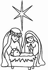 Jesus Born Coloring Bethlehem Star Baby Kids Color sketch template