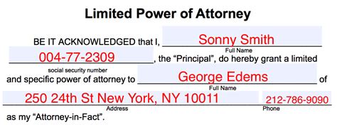 Free Limited Special Power Of Attorney Forms Pdf Word Eforms