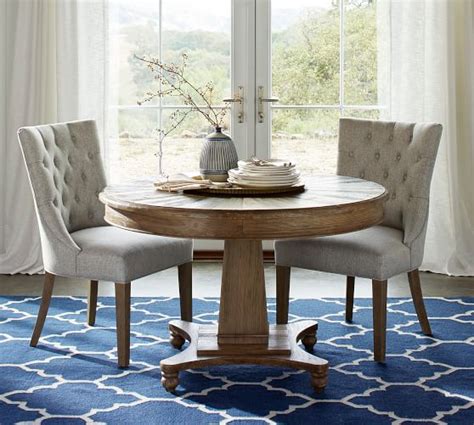 Our beautifully crafted consoles add elegance to any room. Roma Pedestal Dining Table | Pottery Barn