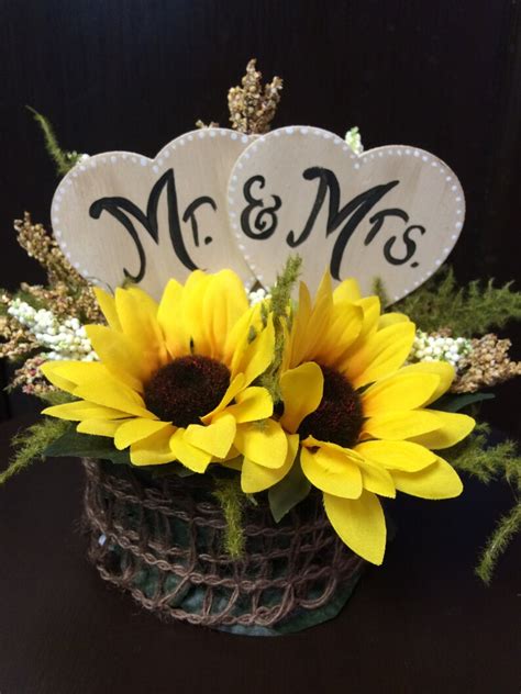 Rustic Sunflower Mr And Mrs Wedding Cake Topper Your Own Etsy