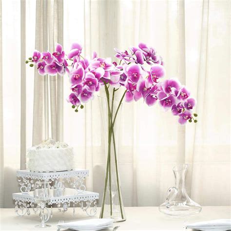 Buy Efavormart 2pcs 40 Tall Whitepurple Silk Orchid Stems Artificial