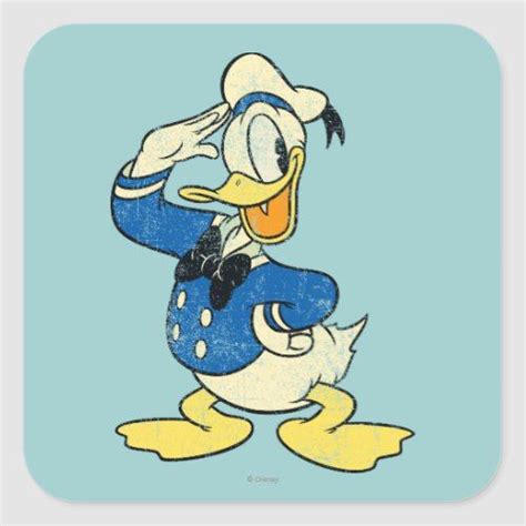 Donald Duck Vintage Square Sticker In 2021 Vintage