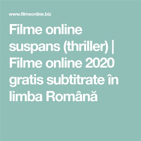 Filme Online Suspans Thriller Filme Online 2020 Gratis Subtitrate