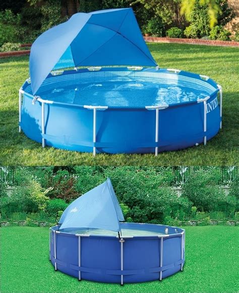 The pool measures 8' x 27'3 on a 16 'x 34' minimum pad with a. Intex Pool Canopy Tent Cast Shade Half Dome Design Above Swimming Pool Blue • EUR 62,87 | Pool ...