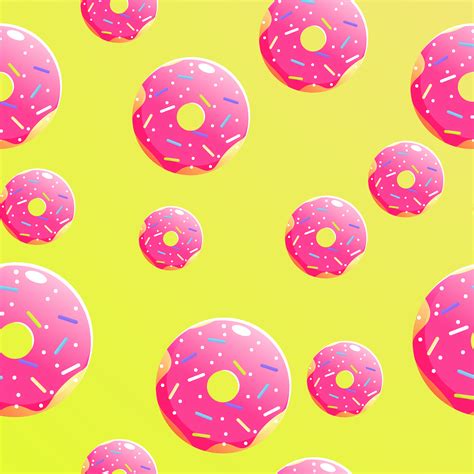 Seamless Background Pattern With Delicious Donuts Vector Cartoon