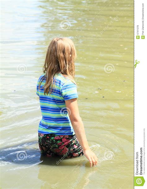 Little Girl Soaking Wet In Water Stock Photo Image Of Little Water