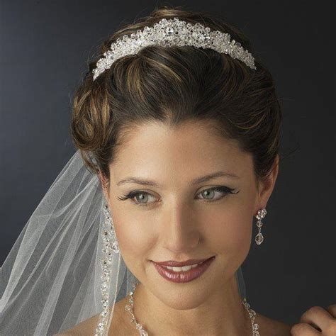 Silver Plated Crystal And Rhinestone Princess Cut Wedding Bridal Tiara