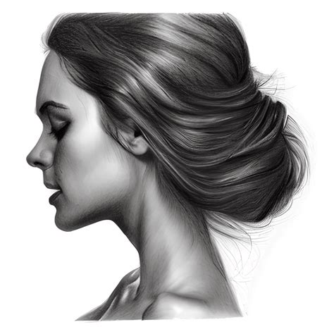 Womans Head Side View Silhouette Pencil Drawn · Creative Fabrica