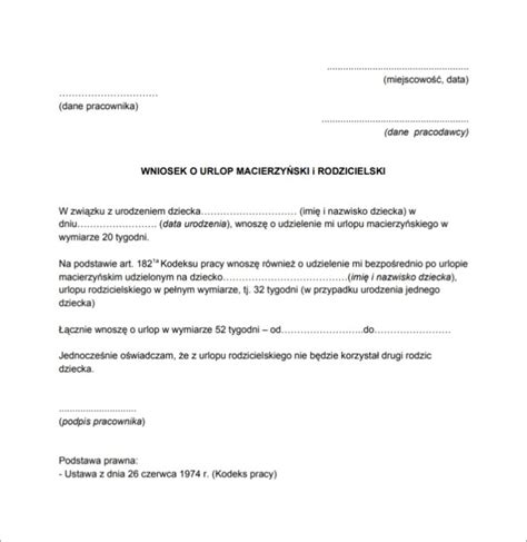 Wniosek o urlop macierzyński i rodzicielski 2021 [Wzór PDF]