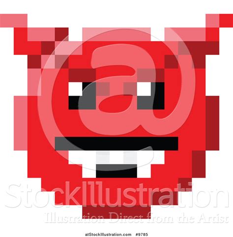 Vector Illustration Of An 8 Bit Video Game Style Devil Emoji Smiley