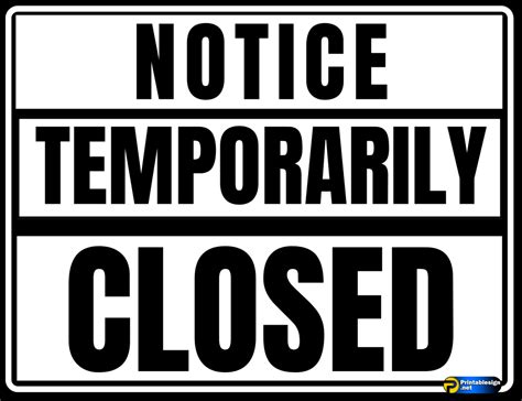 printable temporarily closed sign template free