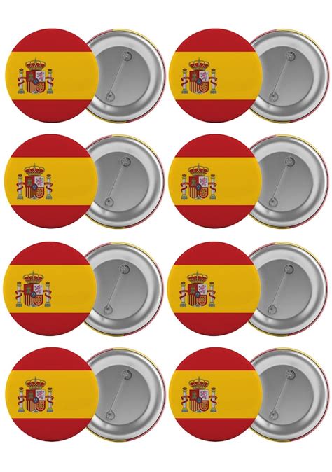 Ispanya Bayrağı Çanta Rozeti Seti 8 Adet En Büyük Boy 5 8Cm Iğnel