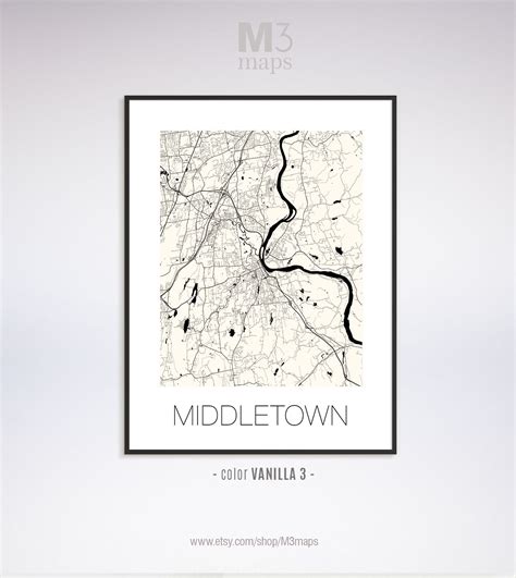 Middletown Connecticut Middletown Ct Map Middletown Map Etsy