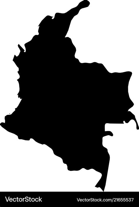 Colombia Solid Black Silhouette Map Of Country Vector Image