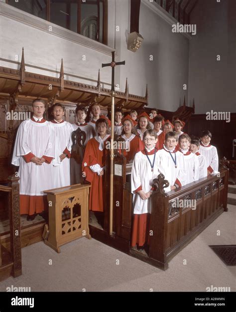 Church Choir Singing In Chapel Surrey England United Kingdom Stock