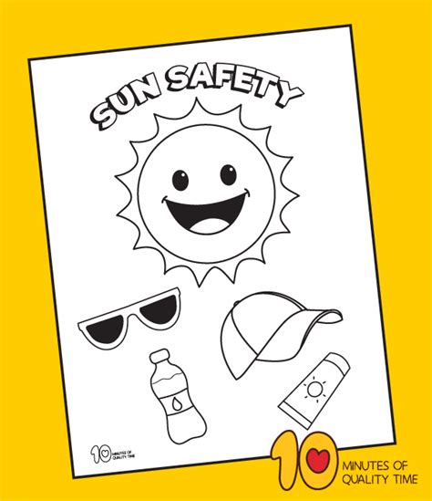 Summer Sun Safety Coloring Page – 10 Minutes of Quality Time