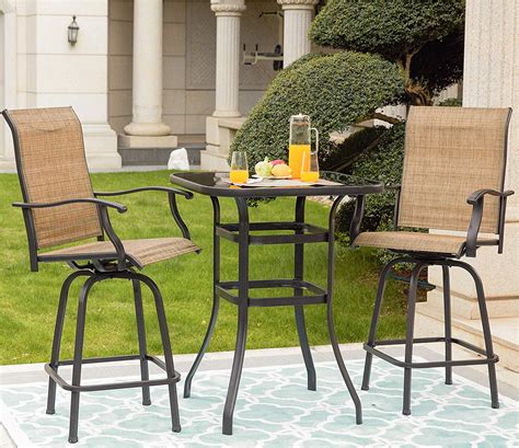 10 best outdoor bar chairs of may 2021. Zimtown All Weather Black Patio Swivel Bistro Sets,2 Piece ...