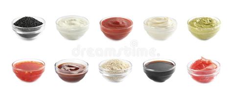 Set Of Different Delicious Sauces And Condiments On Background Banner