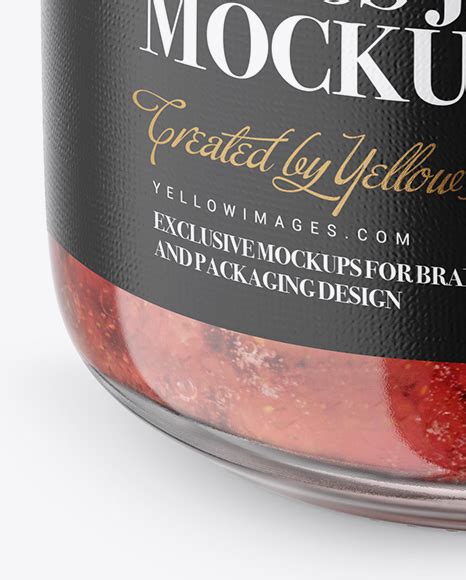 Download Glass Jar with Strawberry Jam Mockup - Front View (High ...