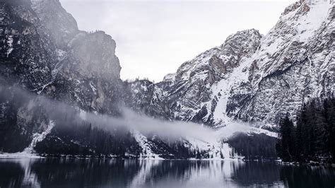 Download Wallpaper 1920x1080 Mountains Lake Fog Snowy