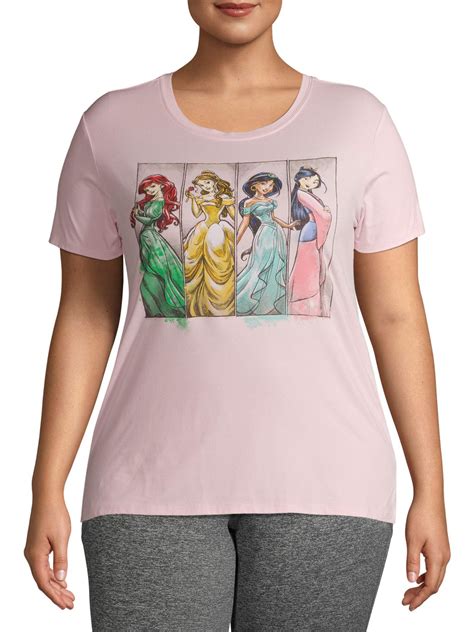 Disney Princesses Womens Plus Size Side Slit T Shirt