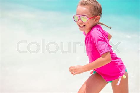 Adorable Little Girl During Beach Stock Image Colourbox