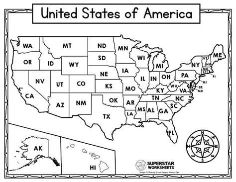 States Map Worksheet Gennie Clementine