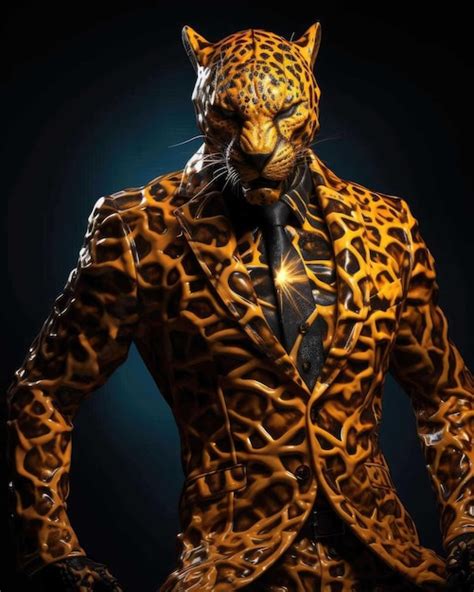 Premium Photo 3d Leopard With A Human Body Looking Serious Wearing A