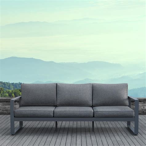 Real Flame Baltic Gray Aluminum Outdoor Sofa With Gray