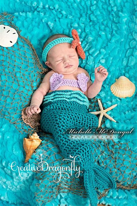 Newborn Mermaid Tail Baby Costume 0 To 3 Month Turquoise Mermaid