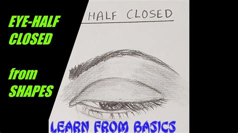 How To Draw Eyes Half Closed From Shapes Realistic Eyes Very Easy