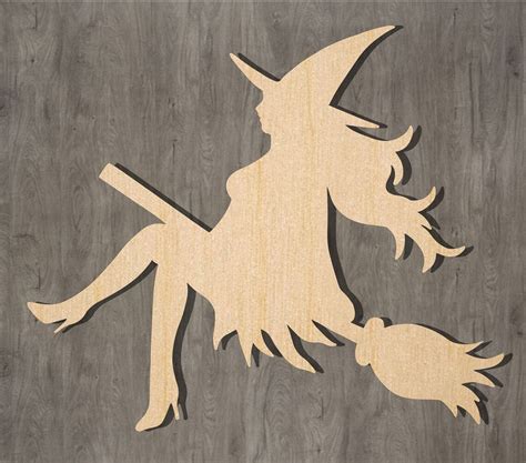 Witch Unfinished Wood Laser Cut Wood Cutout Halloween | Etsy