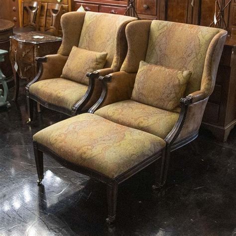 Leather & Multi-Color Tapestry Upholstered Club Chair | Club chairs