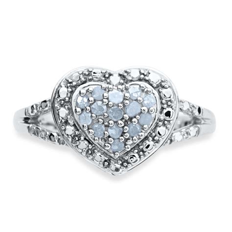 Heart Diamond Rings For Women Womens 15 Cttw Rhodium Over Silver Diamond Heart Accent