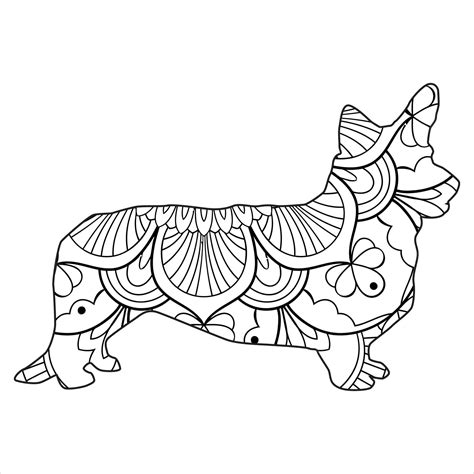 Corgi Mandala coloring page - Download, Print or Color Online for Free